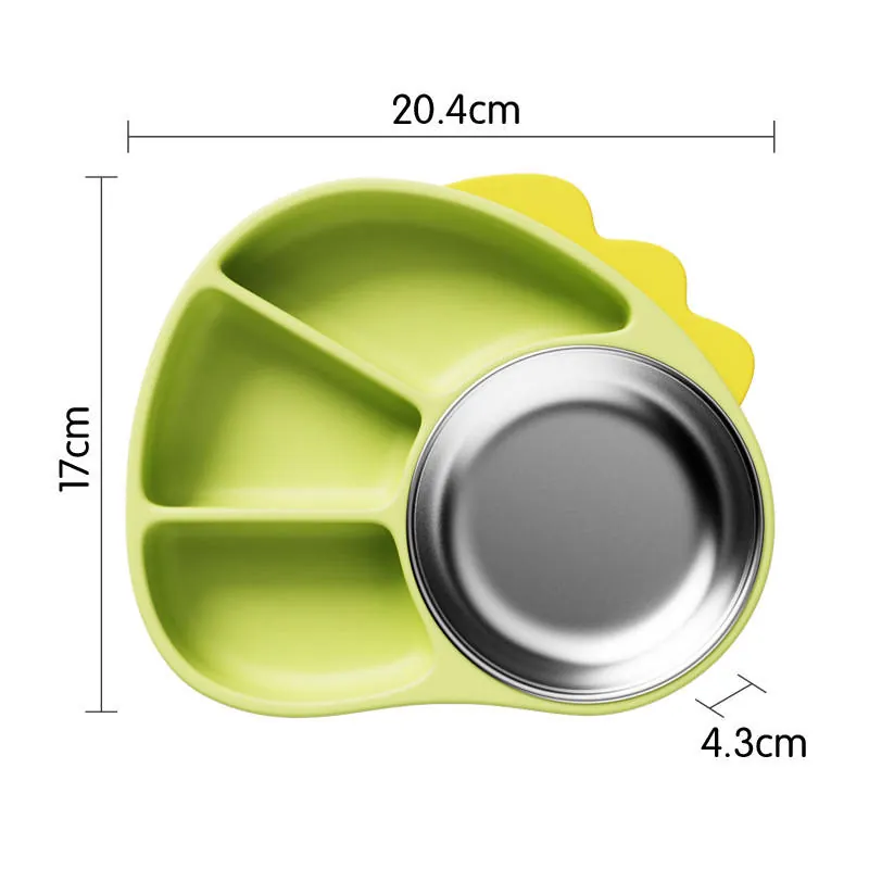 Silicone Dinosaur Sectioned Plate with Suction (6M+)